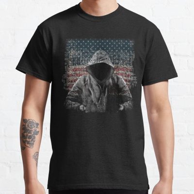 Untouchable, T-Shirt, Eminem Revival Album, Word Cloud With Grunge American Flag T-Shirt Official Eminem Merch