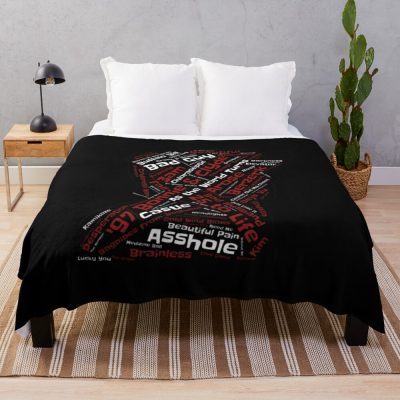 Eminem Songs Silhouette - White & Black Throw Blanket Official Eminem Merch