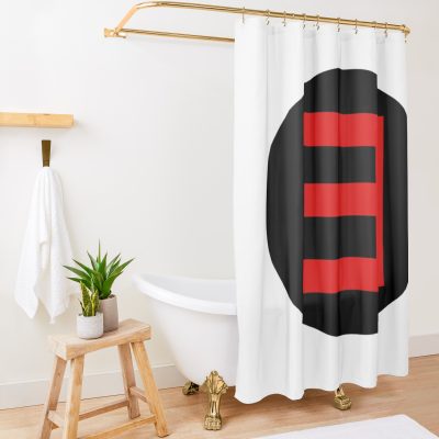 Eminem E Logo Black & Red Shower Curtain Official Eminem Merch