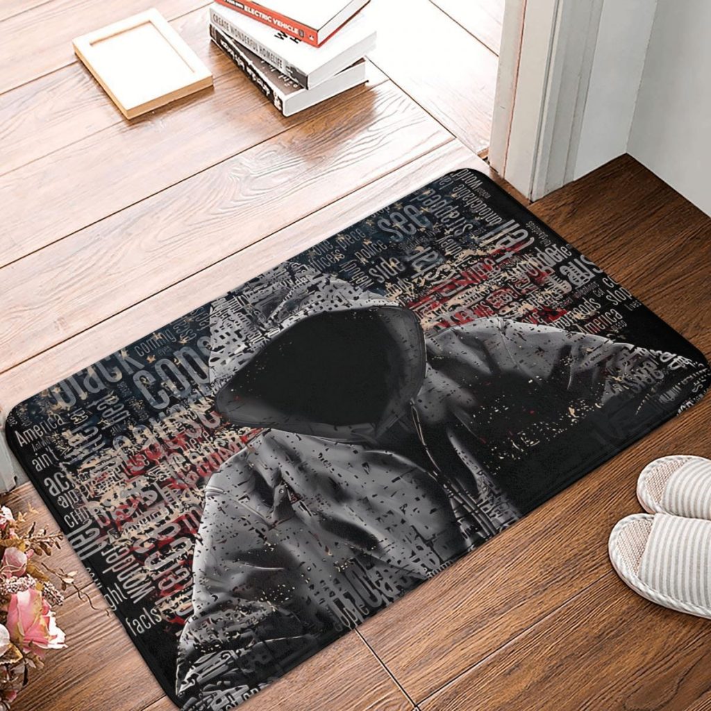 Eminem Non slip Doormat Word Cloud With Grunge American Flag Living Room Kitchen Mat Welcome Carpet - Eminem Merchandise