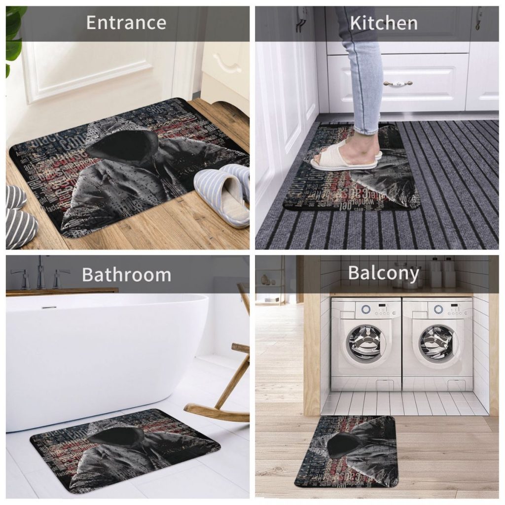 Eminem Non slip Doormat Word Cloud With Grunge American Flag Living Room Kitchen Mat Welcome Carpet 4 - Eminem Merchandise