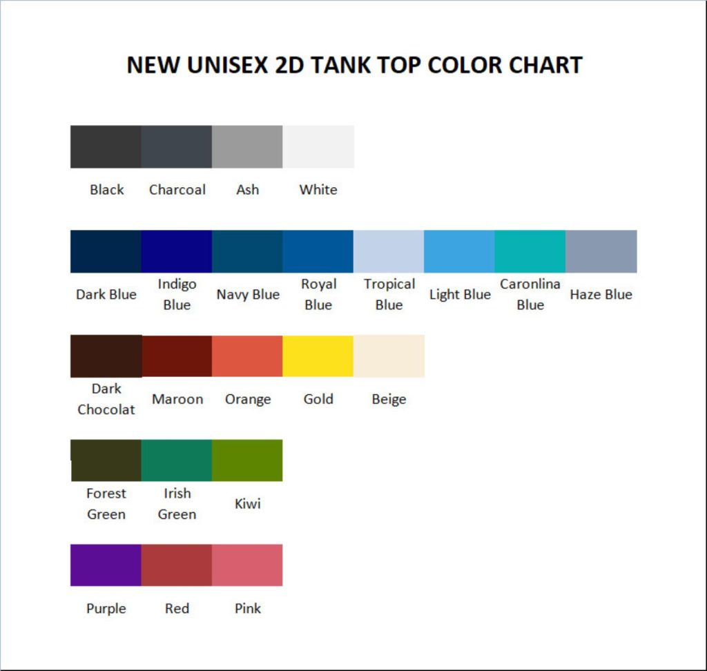 tank top color chart - Eminem Merchandise